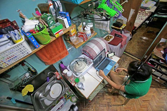 A teacher in Manila prepares for the opening of online classes on October 4, 2020