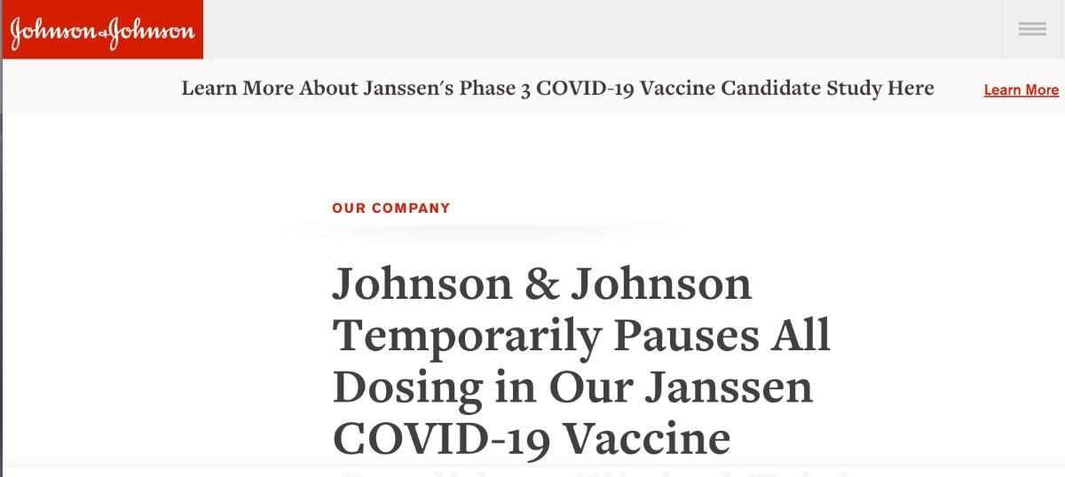 J&J pauses COVID-19 vaccine trials due to unexplained illness in participant