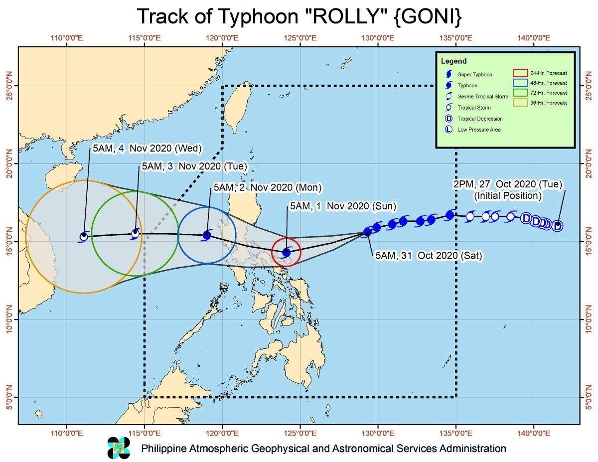 Signal No. 2 up over 7 areas as Rolly moves toward Bicol