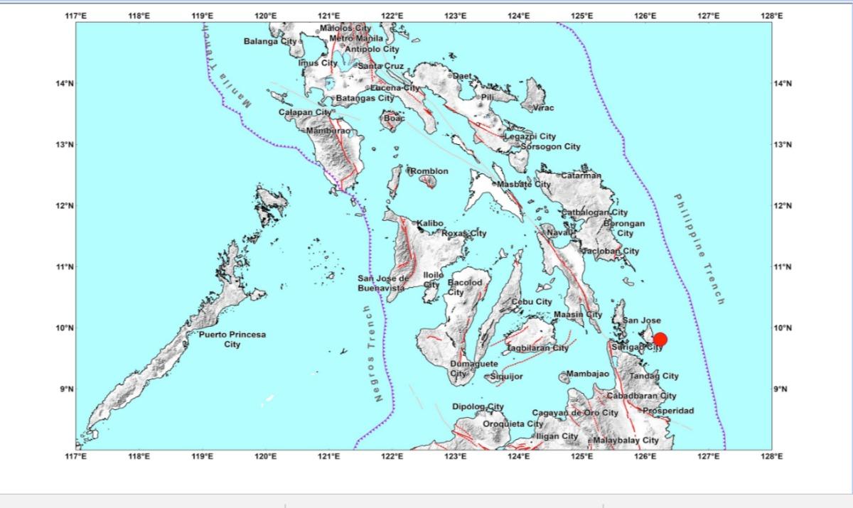 A magnitude 5 earthquake hits Surigao del Norte