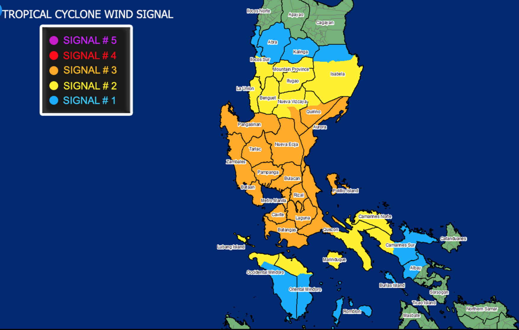 Ulysses moves inland, now in southwestern Nueva Ecija; Signal No. 3 over 16 areas