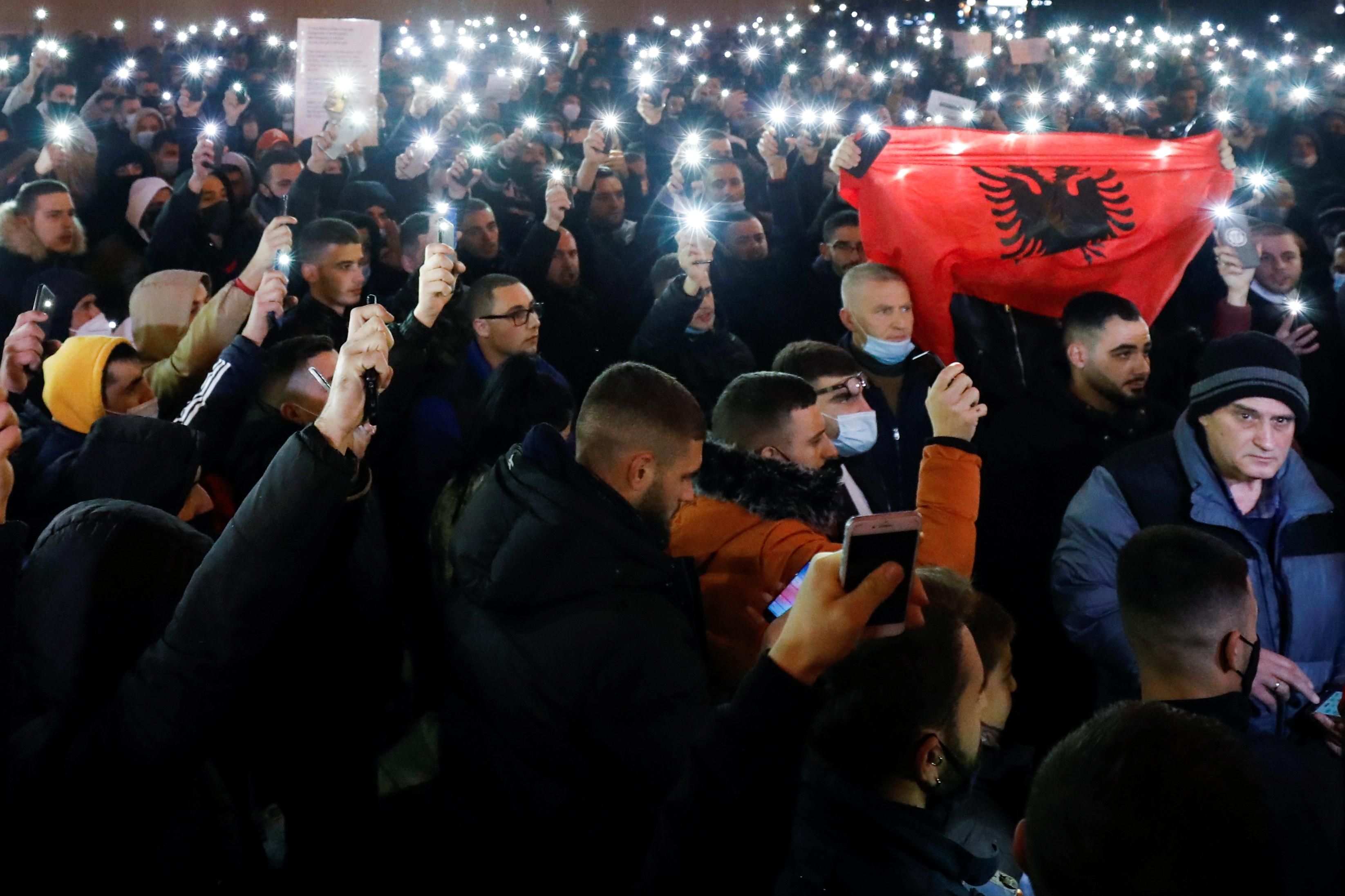 Albanians protest after police shoot dead man for violating COVID-19 curfew
