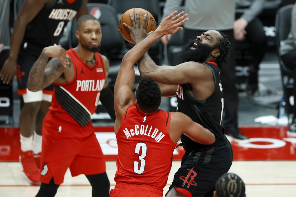 Despite Harden's efforts, Trail Blazers win over Rockets on overtime