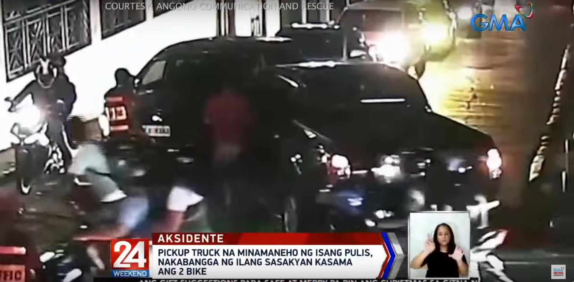 Cop arrested after pick-up hits two cyclists, SUV in Rizal | GMA News ...