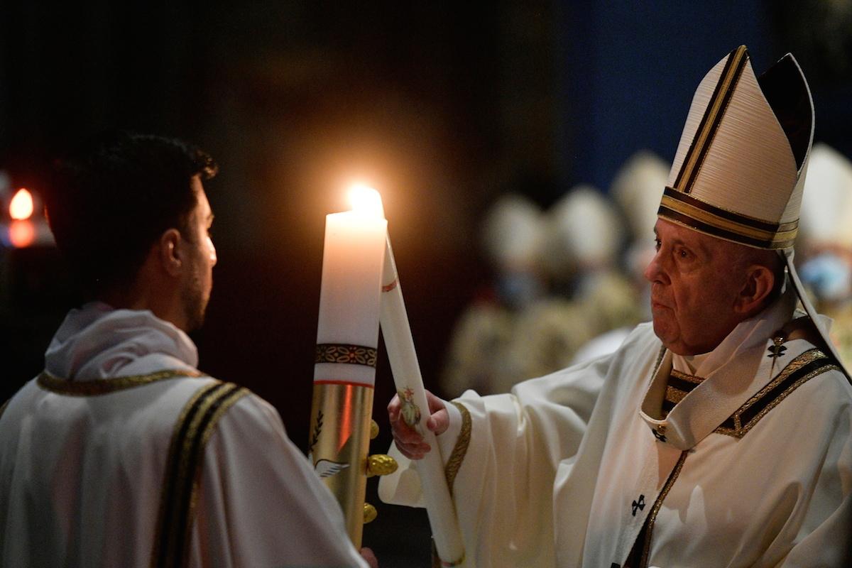 Pope Francis, at Easter vigil, hopes for post-pandemic rebirth