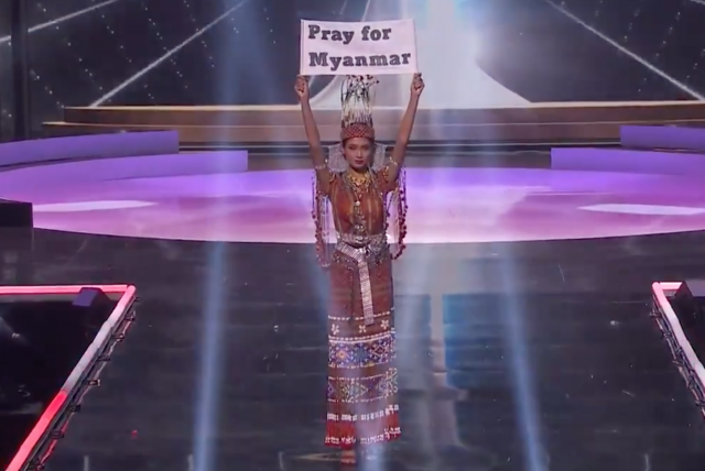 Miss Universe hopeful asks world to 'Pray for Myanmar' as national costume  gets 'lost in the mail'