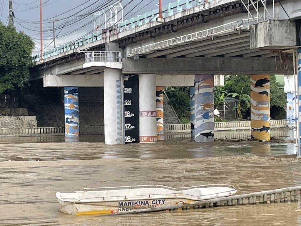 Marikina River Water Level Rises After Rains From Southwest Monsoon