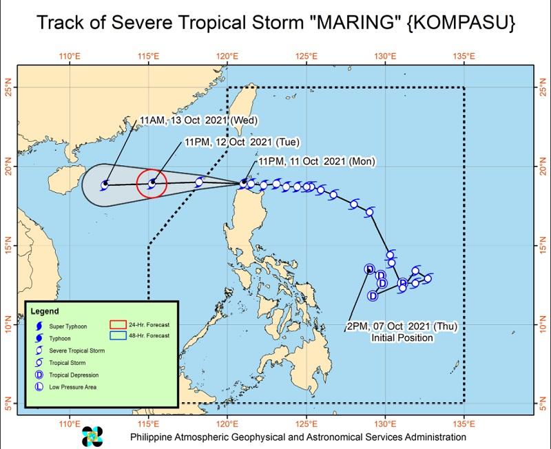 9 areas under Signal No. 2 as Maring intensifies, traverses West Philippine Sea