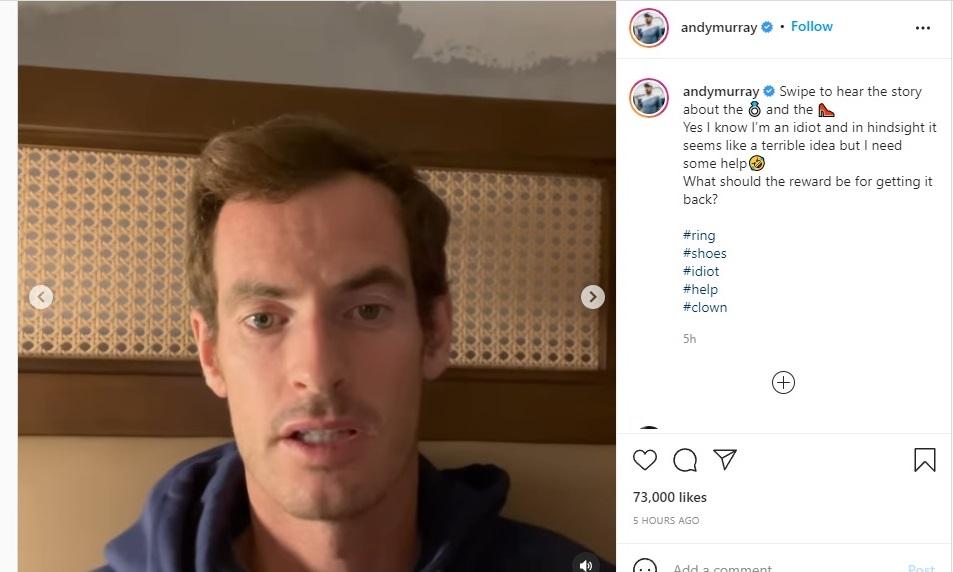 Andy Murray membuat permohonan online untuk membantu menemukan cincin kawin curian