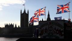 Great Britain flag UK flag Union Jack UK Parliament Palace of Westminster