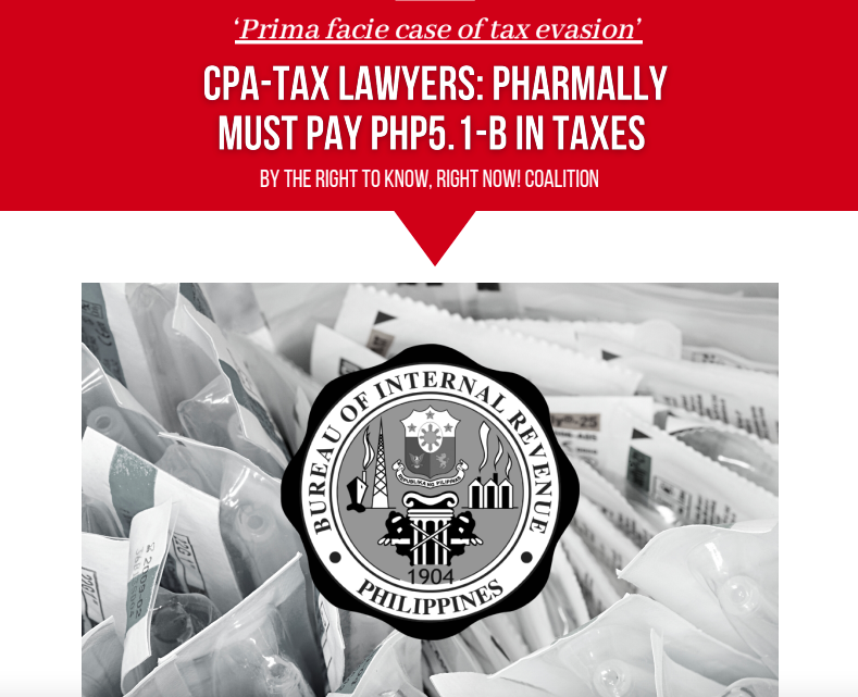 Kelompok advokasi FOI mengklaim kewajiban pajak Pharmally mencapai P5.12B pada tahun 2020