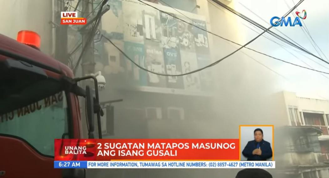 Dua terluka saat kebakaran melanda gudang gadget di San Juan City