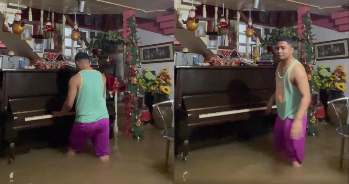 Seorang pria memainkan pianonya selama 20 tahun sebelum ditenggelamkan oleh air banjir di tengah gempuran Odette │ GMA News Online