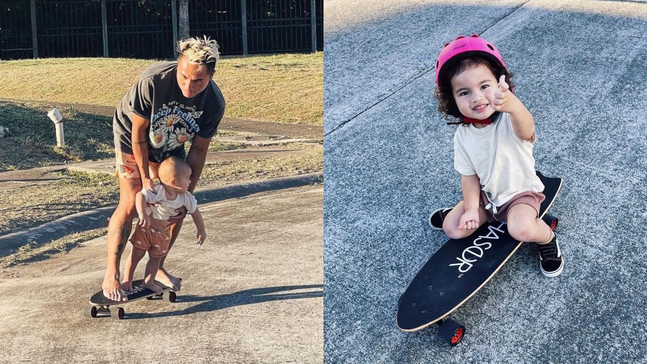 Philmar Alipayo bermain skateboard bersama anak-anak Lilo dan Koa GMA News Online