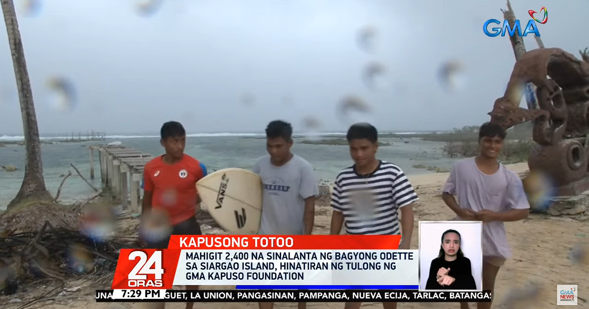 Instruktur selancar terdampak Topan Odette di Siargao terima bantuan dari GMA Kapuso Foundation GMA News Online