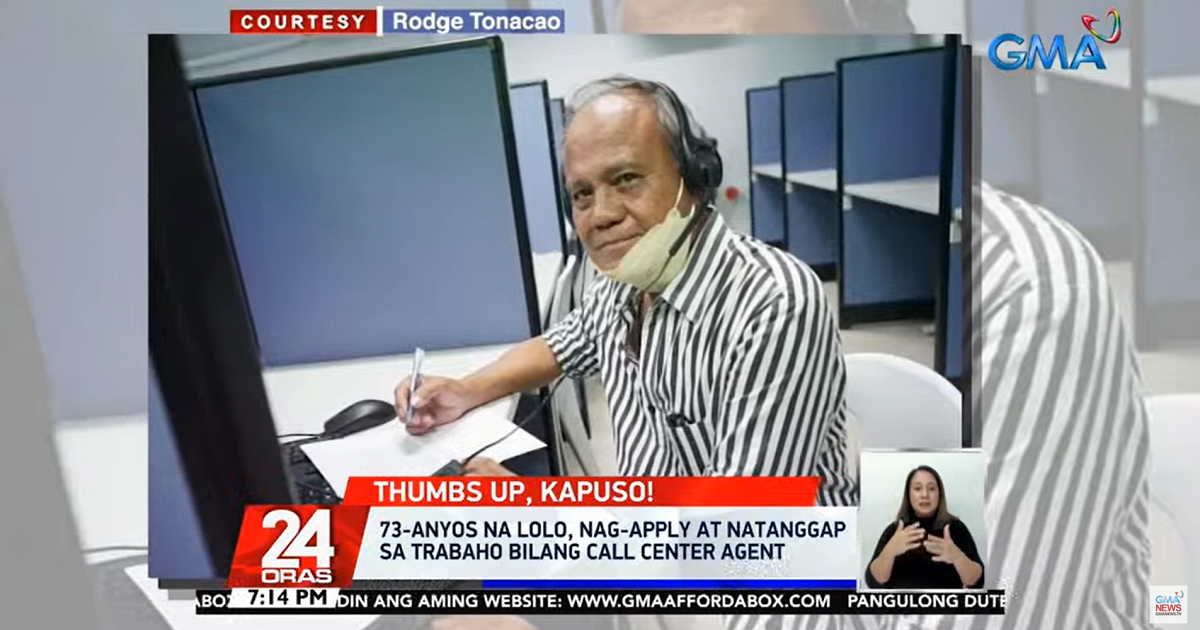 Lolo, 73, Gets Job As Call Center Agent To Stave Off Loneliness Over 