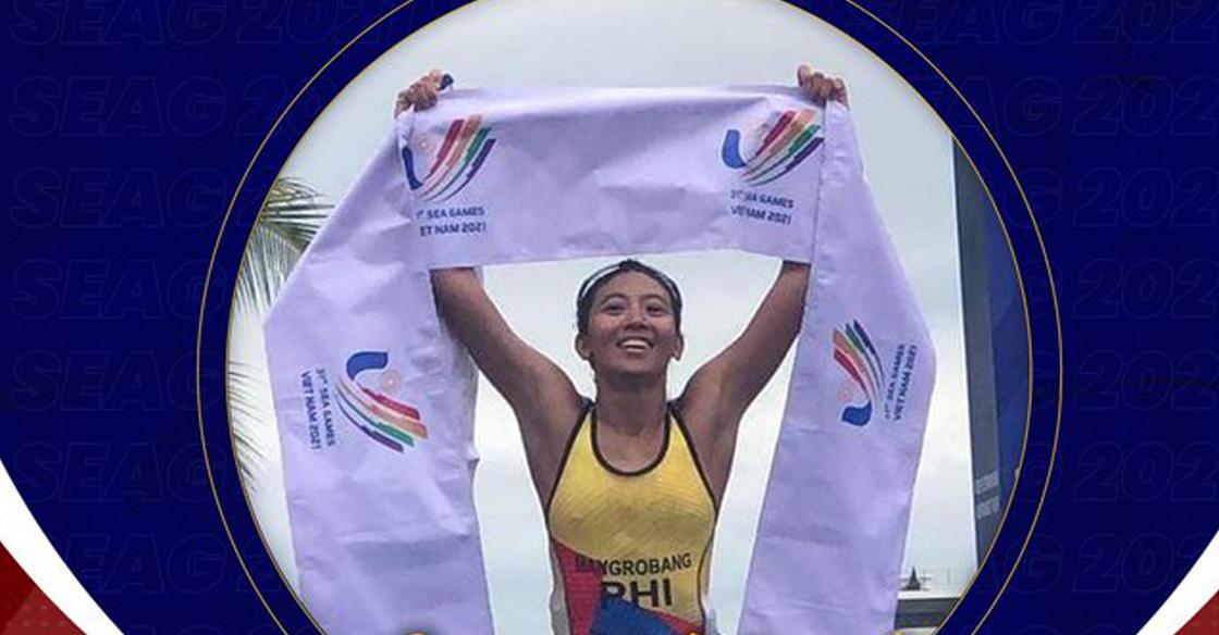 Kim Mangrobang Raven Alcoseba Gets Gold Bronze Finish In Triathlon Gma News Online 