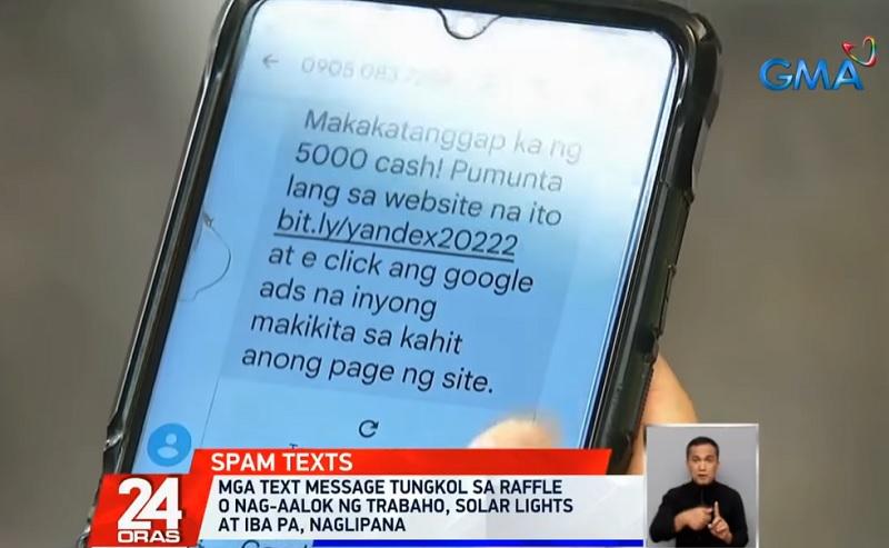 Para ahli memperingatkan pesan teks publik vs. spam yang menawarkan pekerjaan, mengumumkan pemenang undian GMA News Online