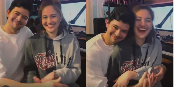 Julie Anne was going for an 'apir' but Rayver decided to give her a hug ...