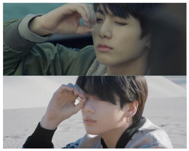 Can't miss this! Jungkook peeks through the circle he makes with his hand, reminisce of BTS's "Butterfly on stage: Prologue" video.