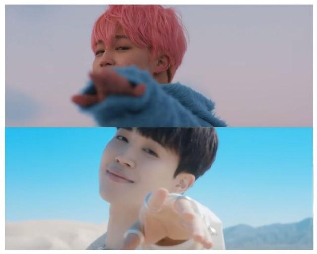 Jimin does the exact same gestures he did in this scene from the "Spring Day" music video.