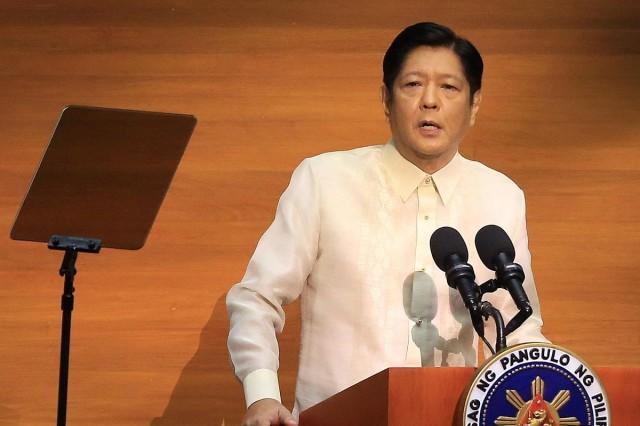President Ferdinand 'Bongbong' Marcos lays out his administration's goals during his first State of the Nation Address (SONA) before Congress at the Batasang Complex on Monday, July 25, 2022. DANNY PATA