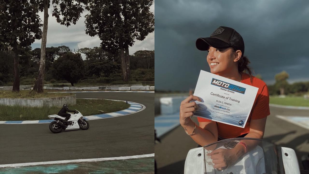 Klea Pineda tries riding her motorbike on a track GMA News Online