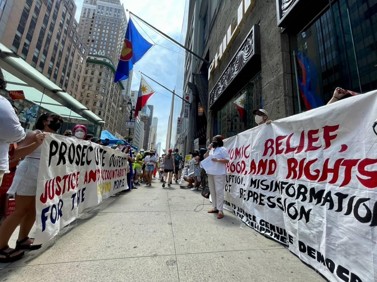 Pinoys hold anti-SONA protests vs. Marcos in New York and Washington DC