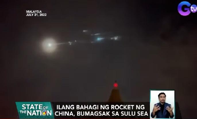 Beberapa bagian dari roket China, jatuh di perairan yang ditutupi oleh Filipina