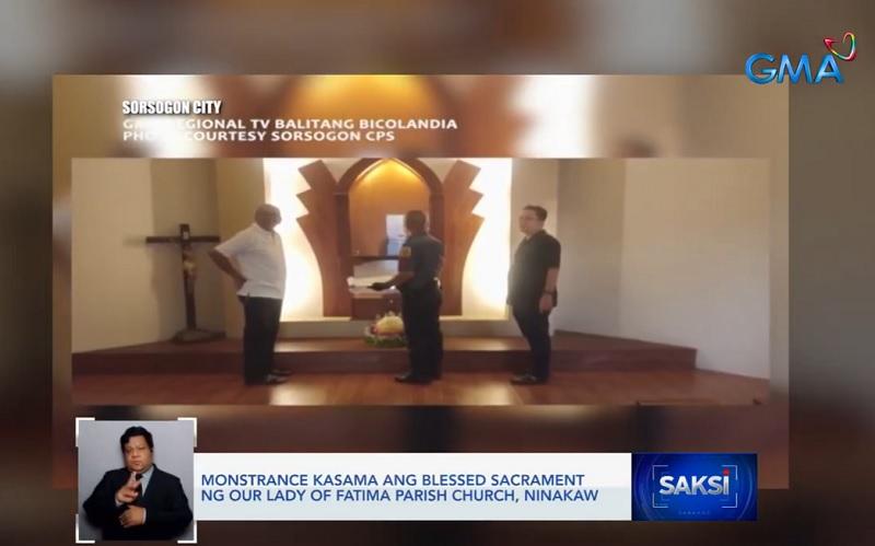 Monstran, Sakramen Mahakudus dicuri dari gereja Sorsogon │ GMA News Online