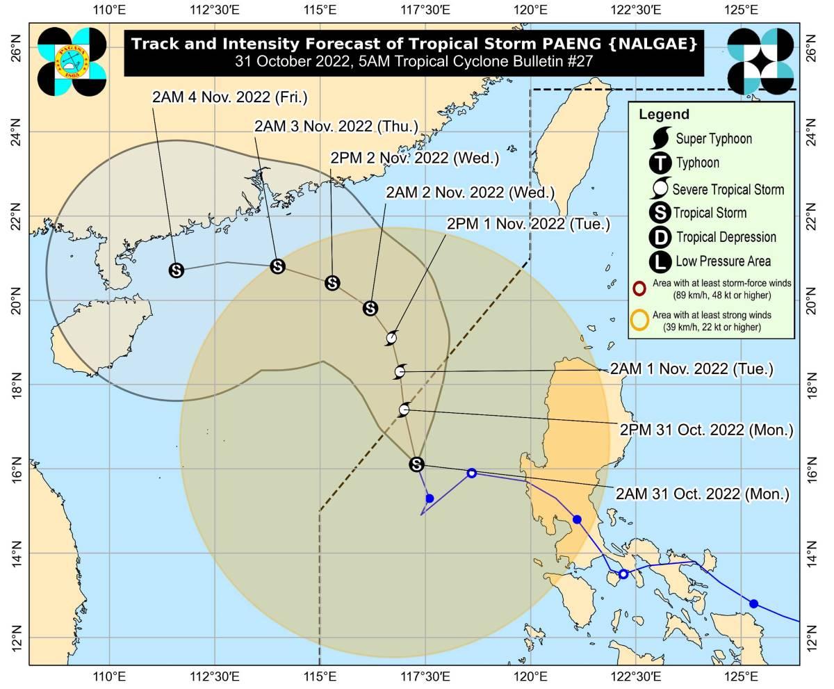 Signal No. 1 up over 20 Luzon areas as Paeng moves toward PAR exit