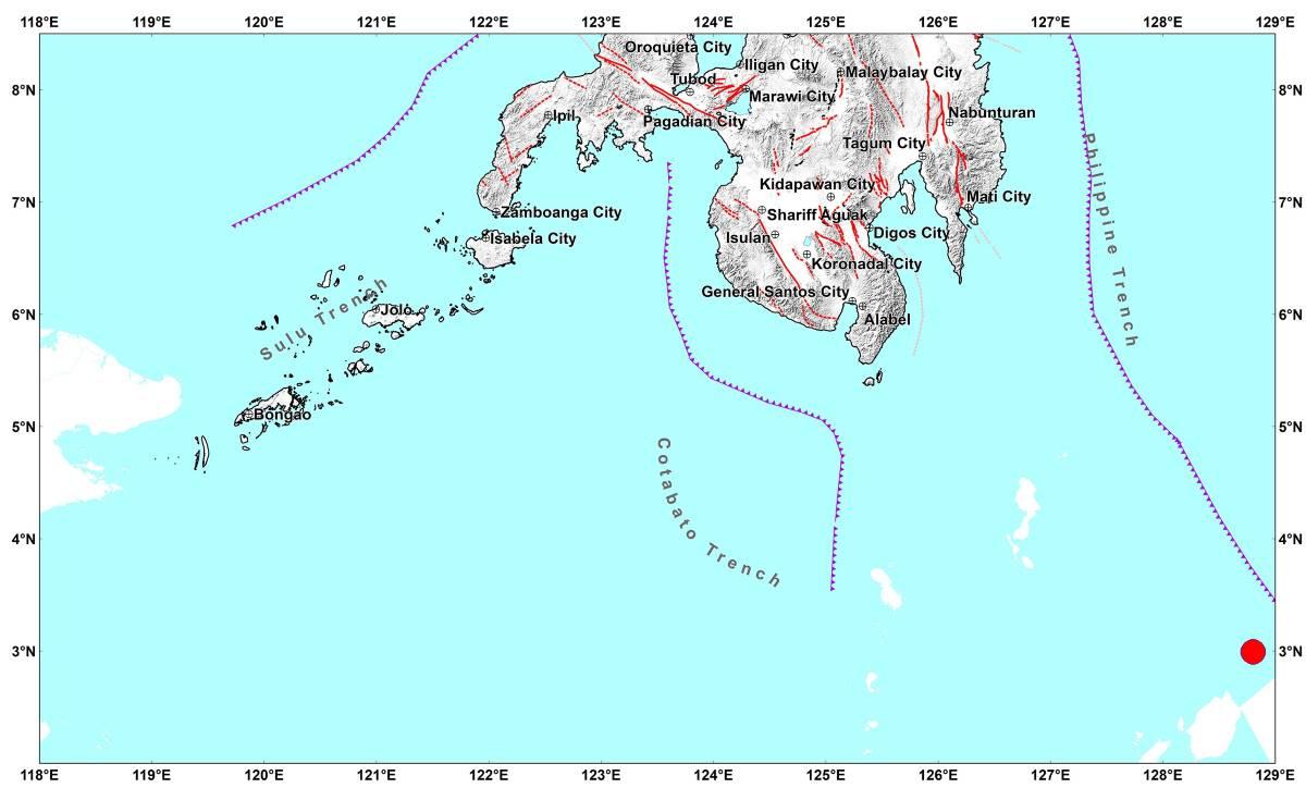 Magnitude 5.1 earthquake recorded offshore Sarangani, Davao Occidental