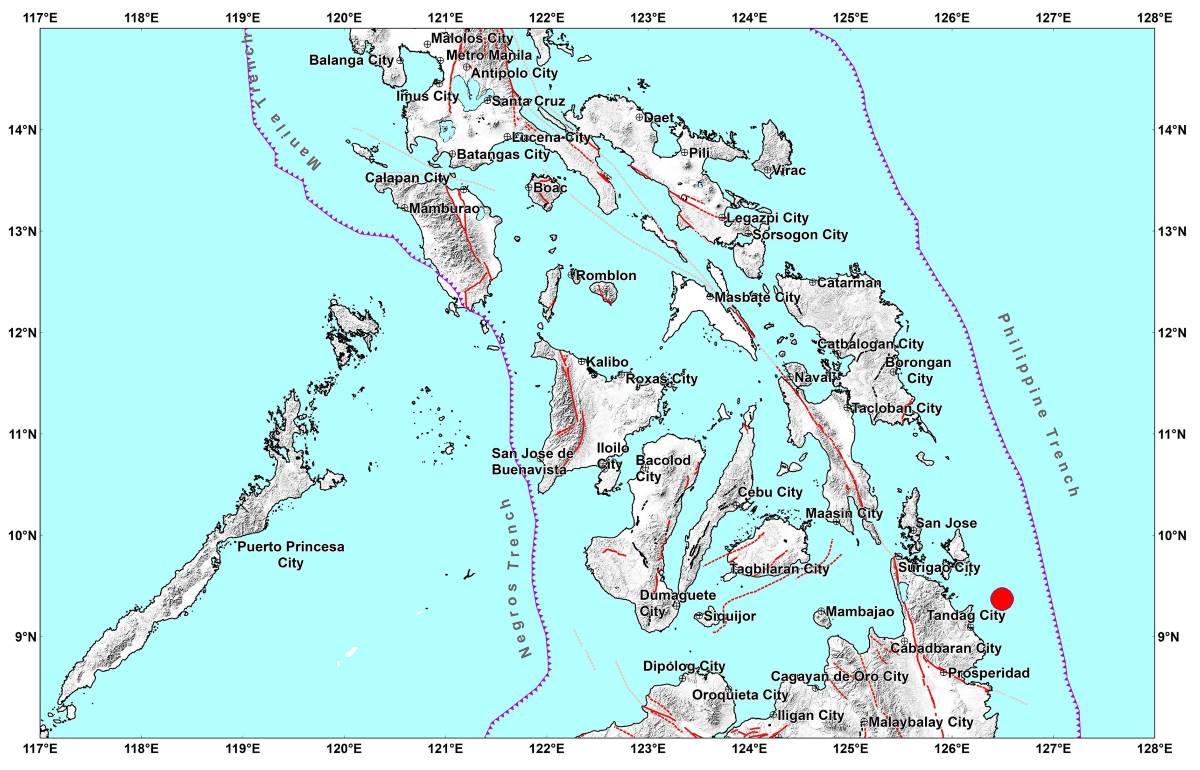Magnitude 5 quake recorded offshore Cortes, Surigao del Sur