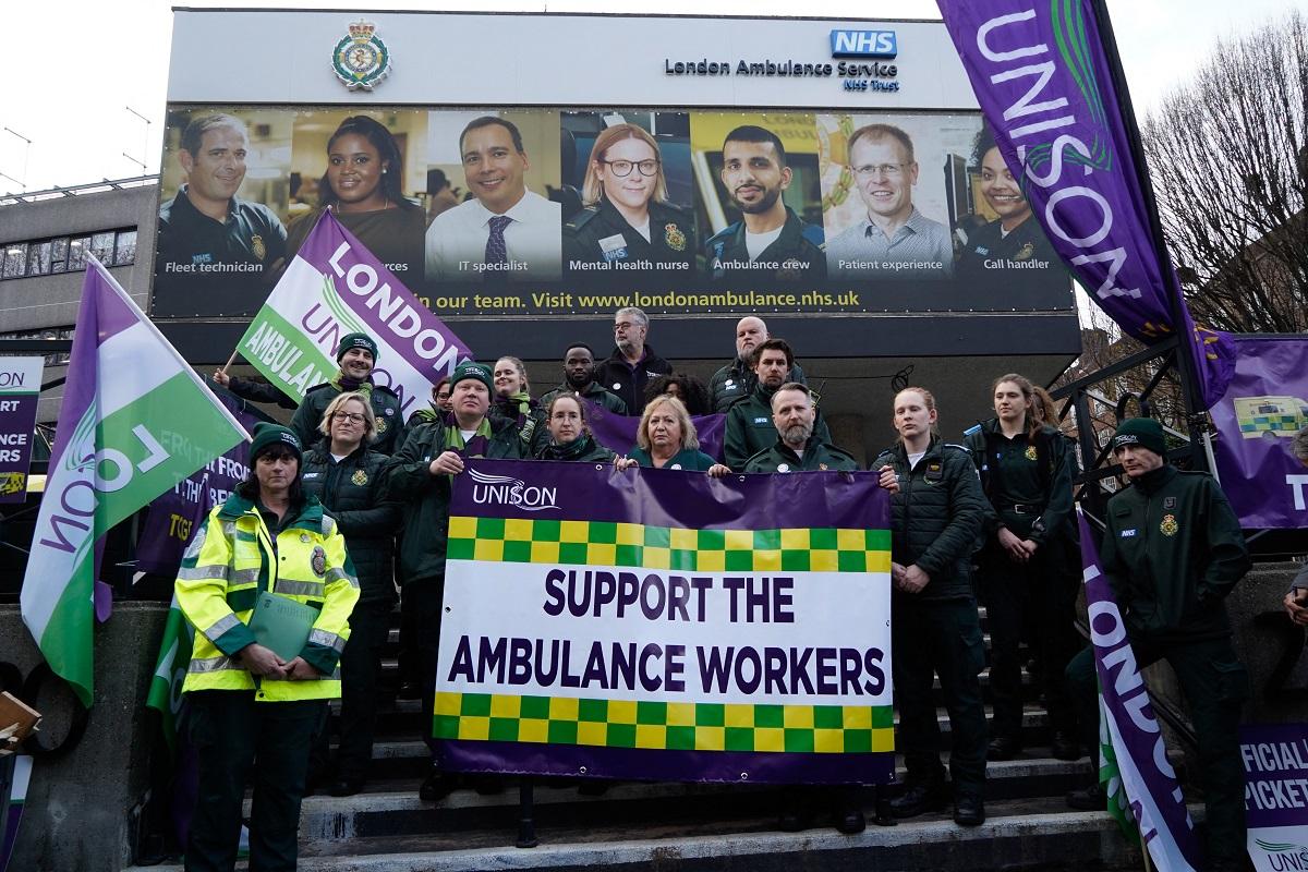 Ambulance workers walk out in strike-hit UK