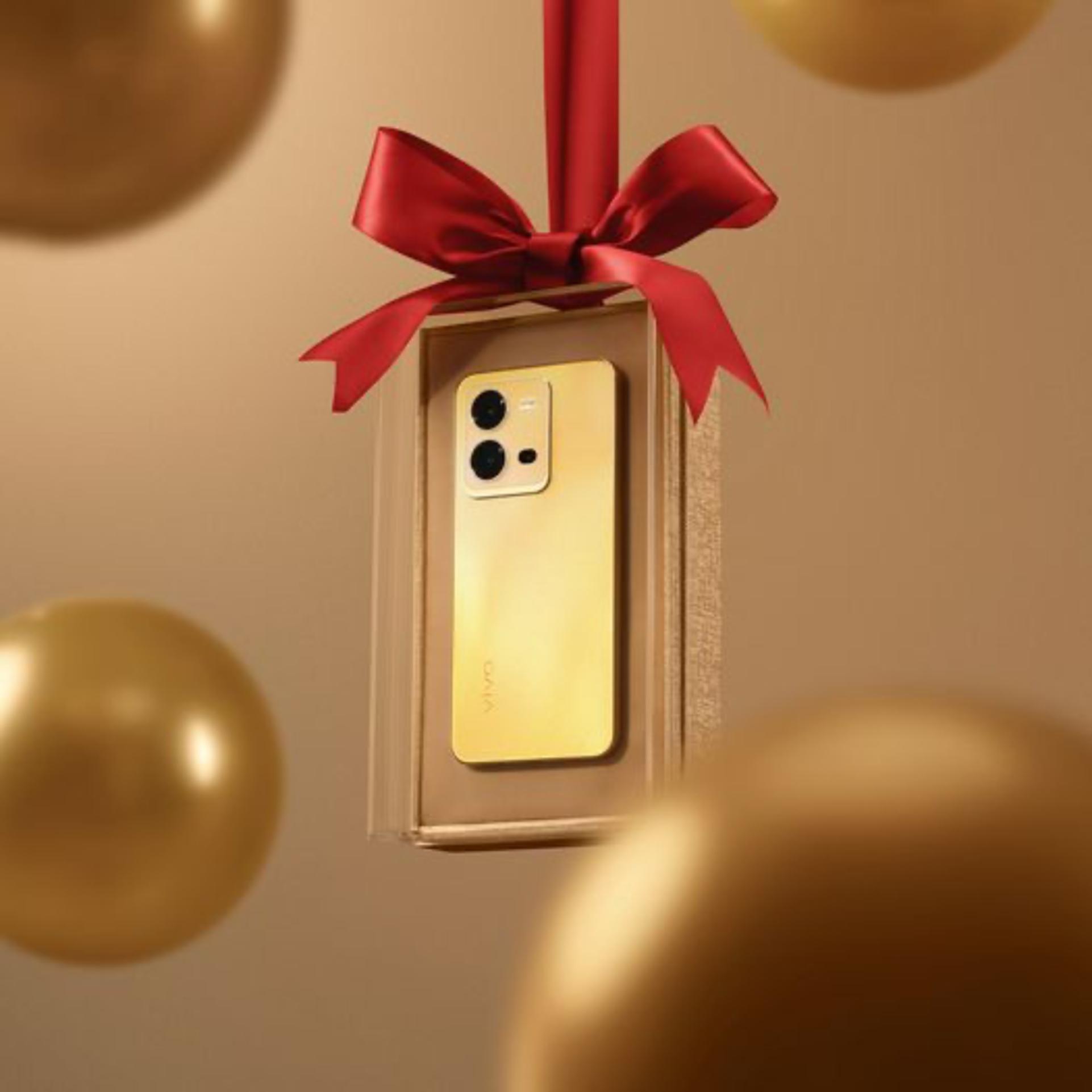 smartphone with red ribbon