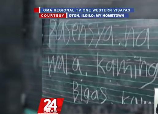 Catatan pena pencuri setelah menjarah sekolah Iloilo: Maaf, kami tidak punya beras