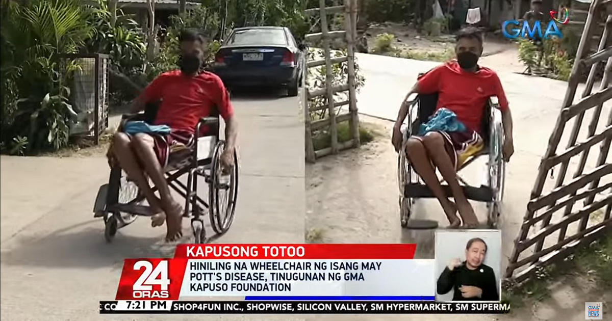 Man with Pott’s disease gets a new wheelchair from GMA Kapuso Foundation