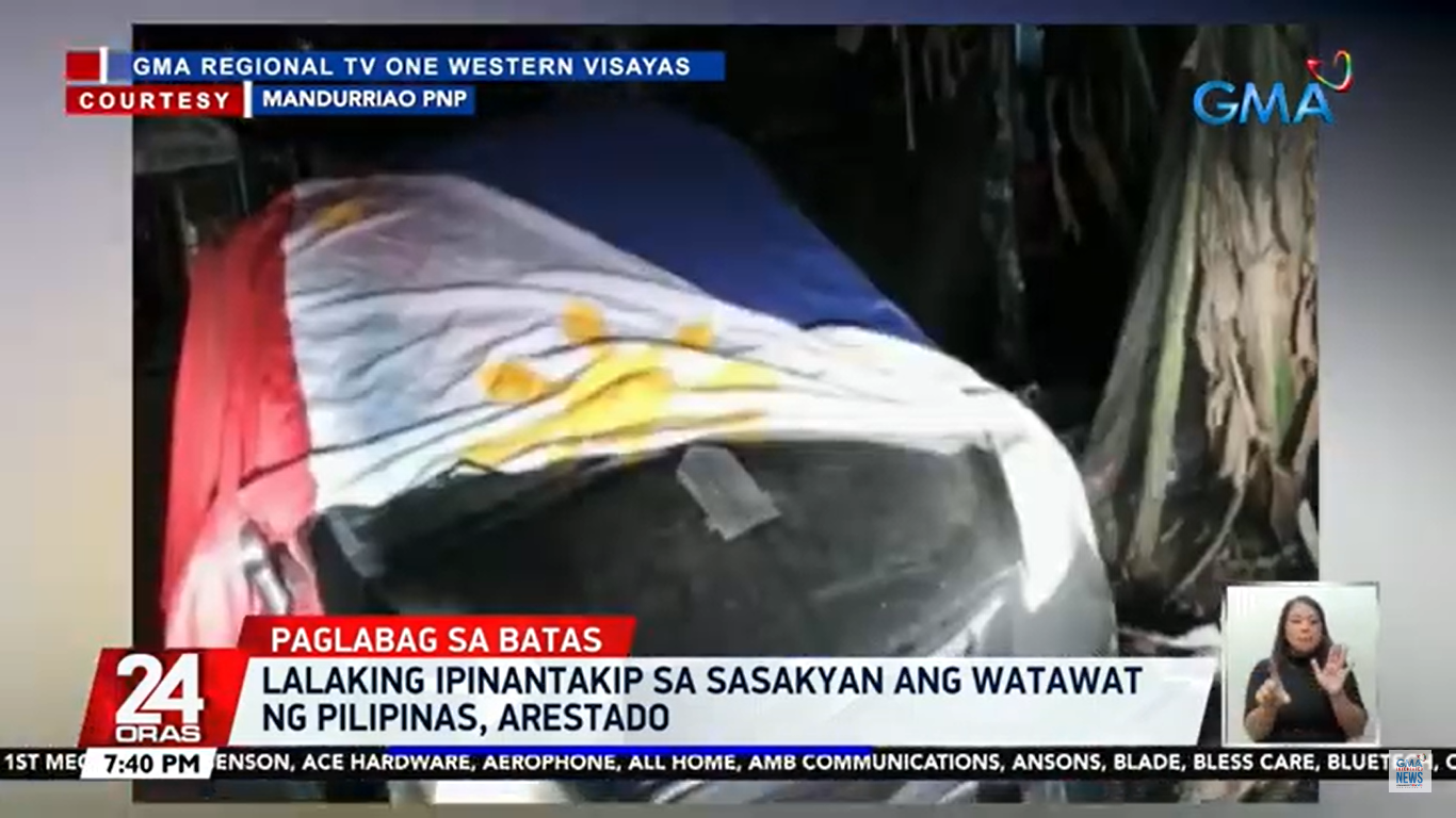 Man who used Philippine flag as car cover arrested in Iloilo City | GMA ...