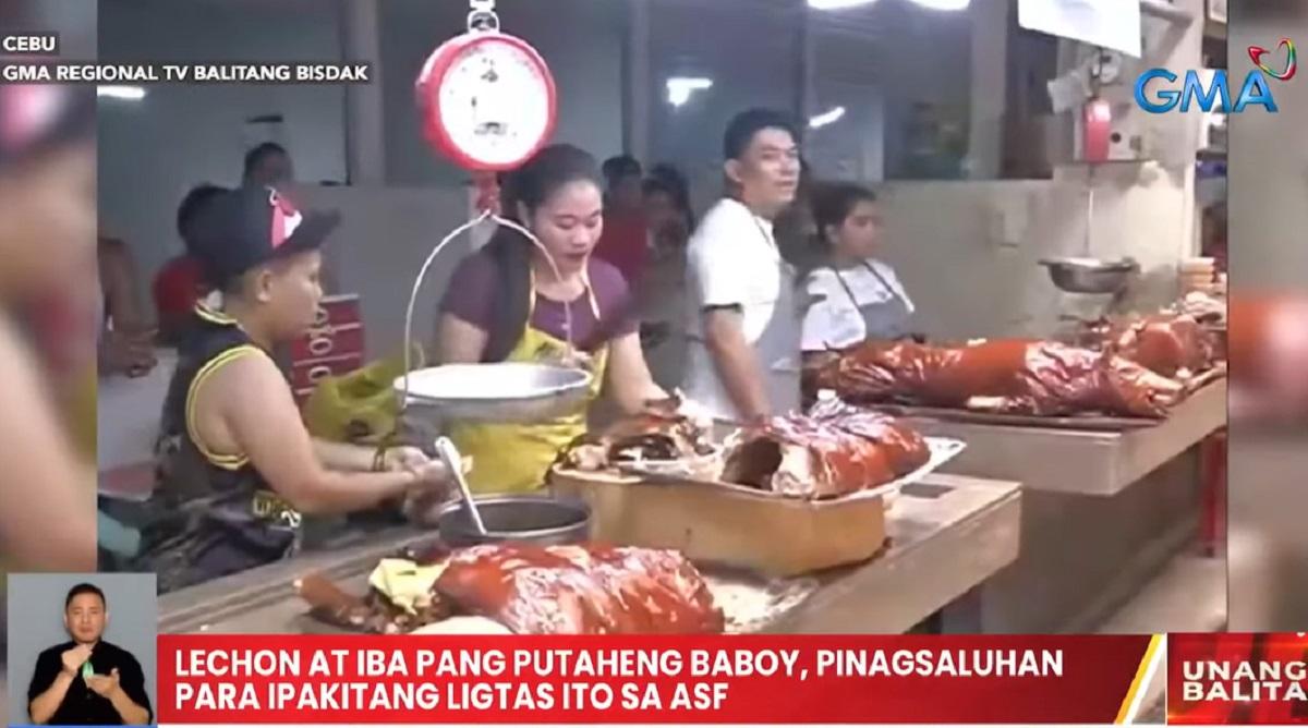 Lechon und andere Schweinefleischgerichte, geteilt in Cebu zum Sieg gegen ASF
