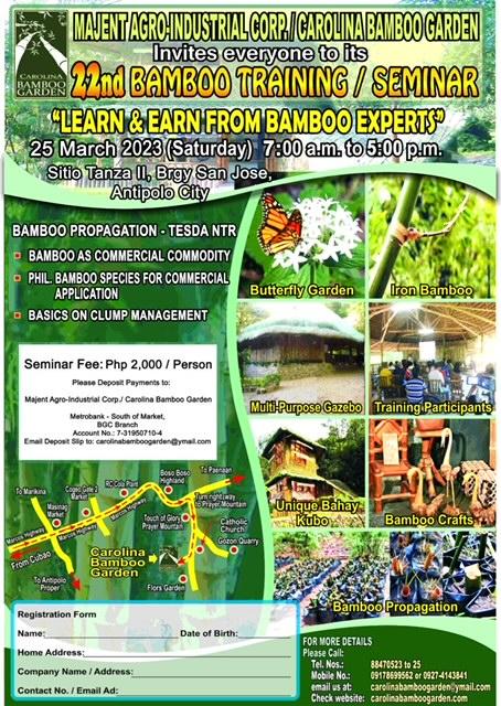 Seminar Pelatihan Bambu ke-22 akan diselenggarakan pada tanggal 25 Maret 2023