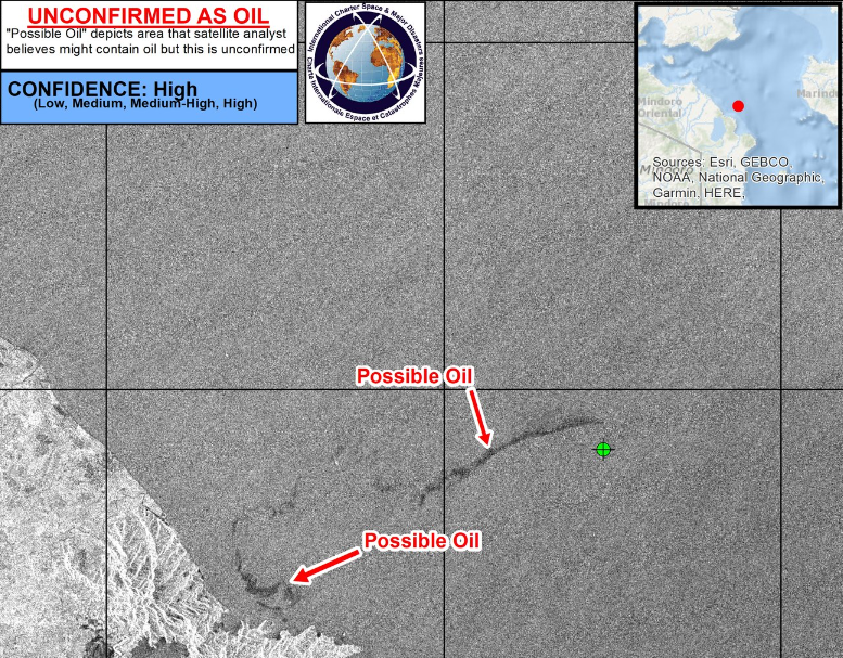 US satellite image shows ‘possible oil’ off Mindoro at 11.62 square kilometers