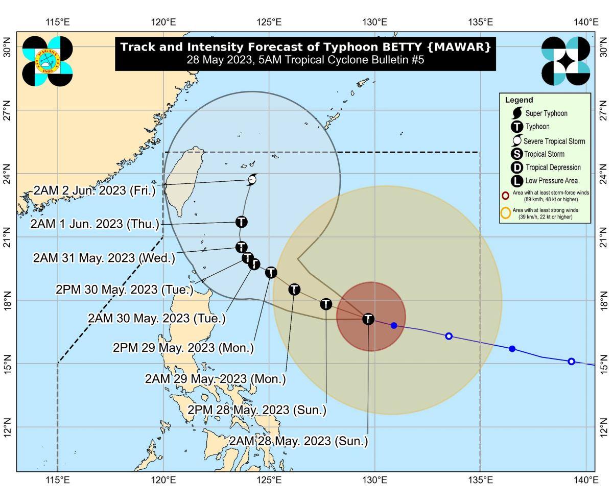 Signal No. 1 up over 12 areas as Betty moves over Philippine Sea