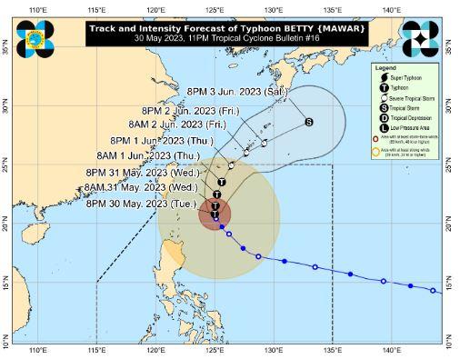 Signal No. 2 up in Batanes, Signal No. 1 in 6 Luzon areas as Betty moves northward thumbnail