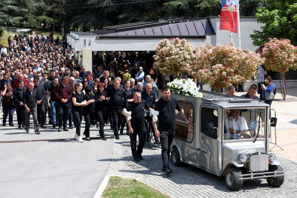 Funeral for security guard killed in a school shooting in Belgrade