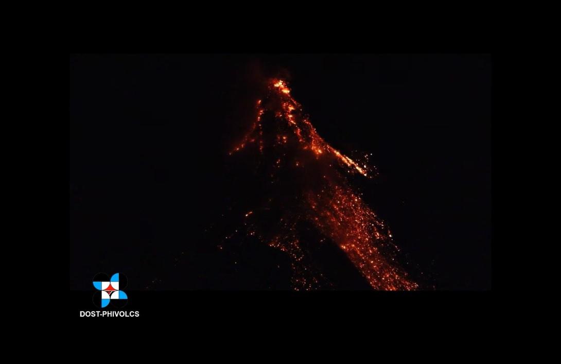 The lava flowing from Mayon Volcano’s summit dome has stretched to as far as 2.5 kilometers