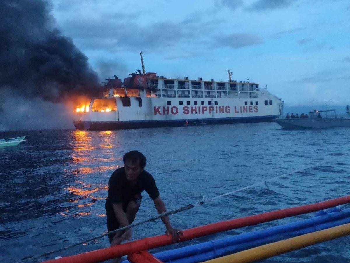 Passenger-cargo vessel catches fire off Panglao, Bohol