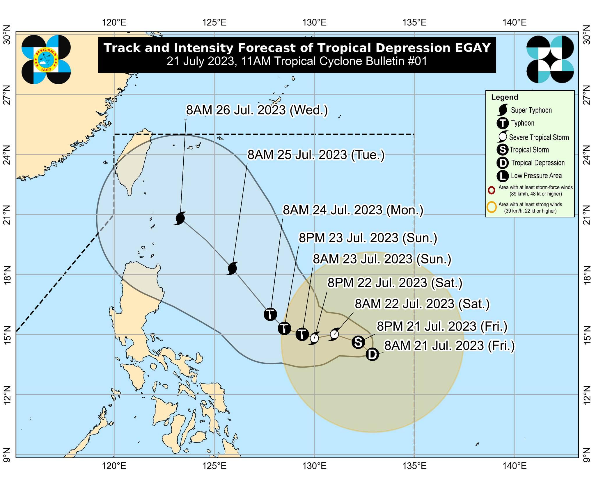 Tropical Depression Egay may reach super typhoon category while it is within the Philippine Area of Responsibility