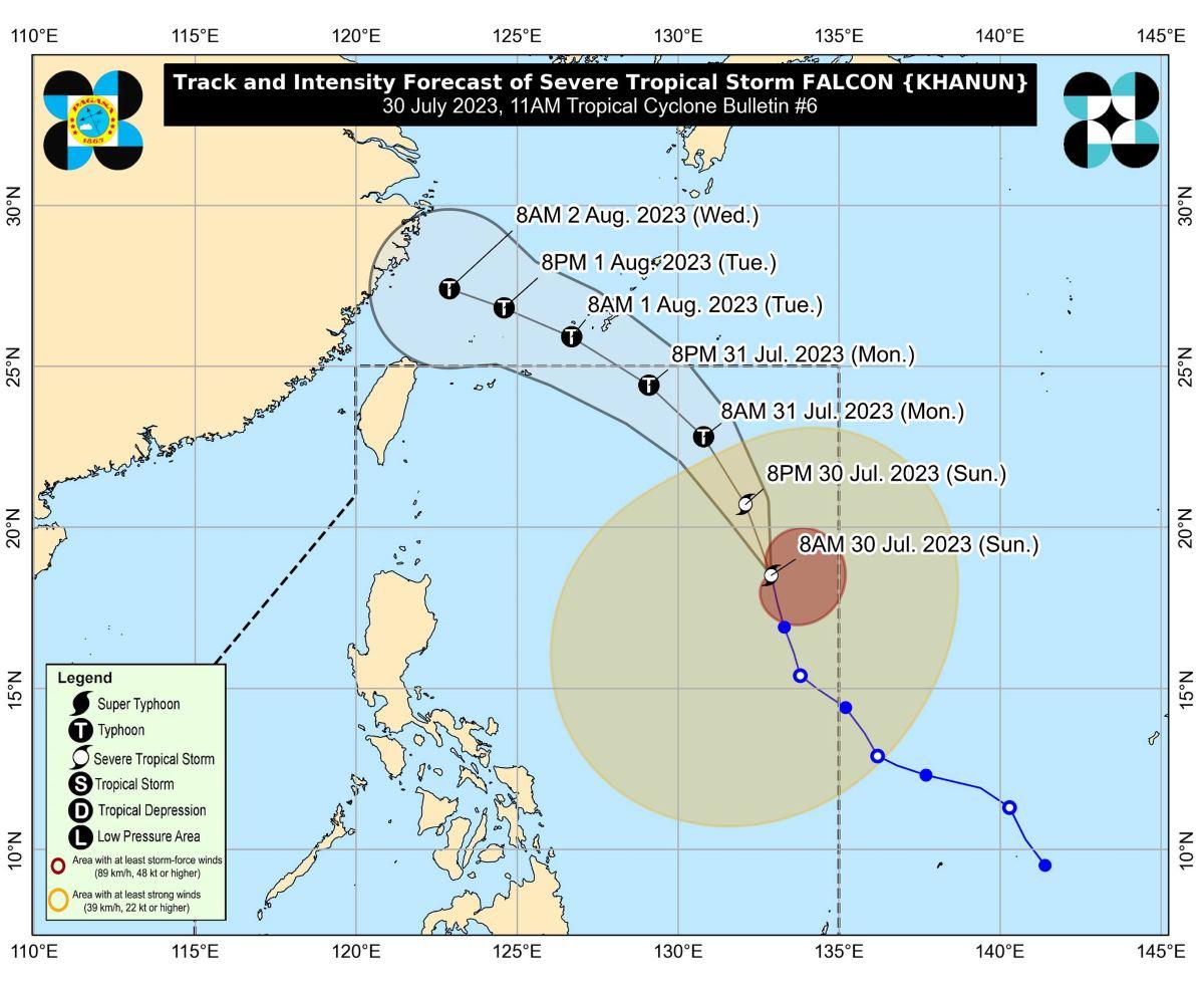 Severe Tropical Storm Falcon maintains strength as it moves over Philippine Sea