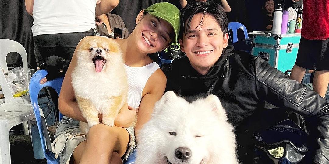 Bianca Umali, pet dogs visit Ruru Madrid on the set of ‘Black Rider’