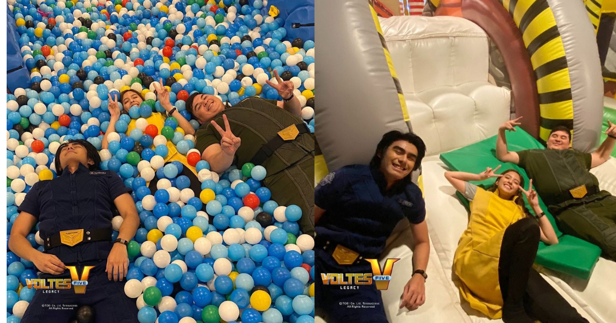 'Voltes V: Legacy' stars Ysabel Ortega, Radson Flores, Matt Lozano play at an arcade